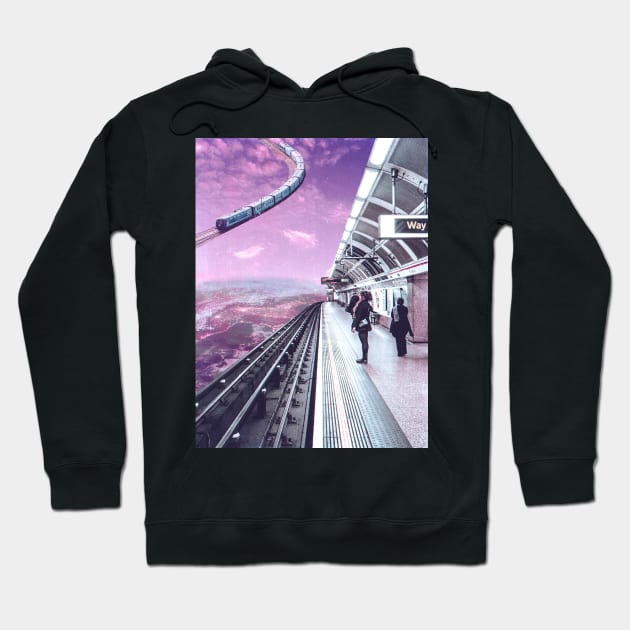 Sky Train - Space Aesthetic, Retro Futurism, Sci Fi Hoodie by jessgaspar